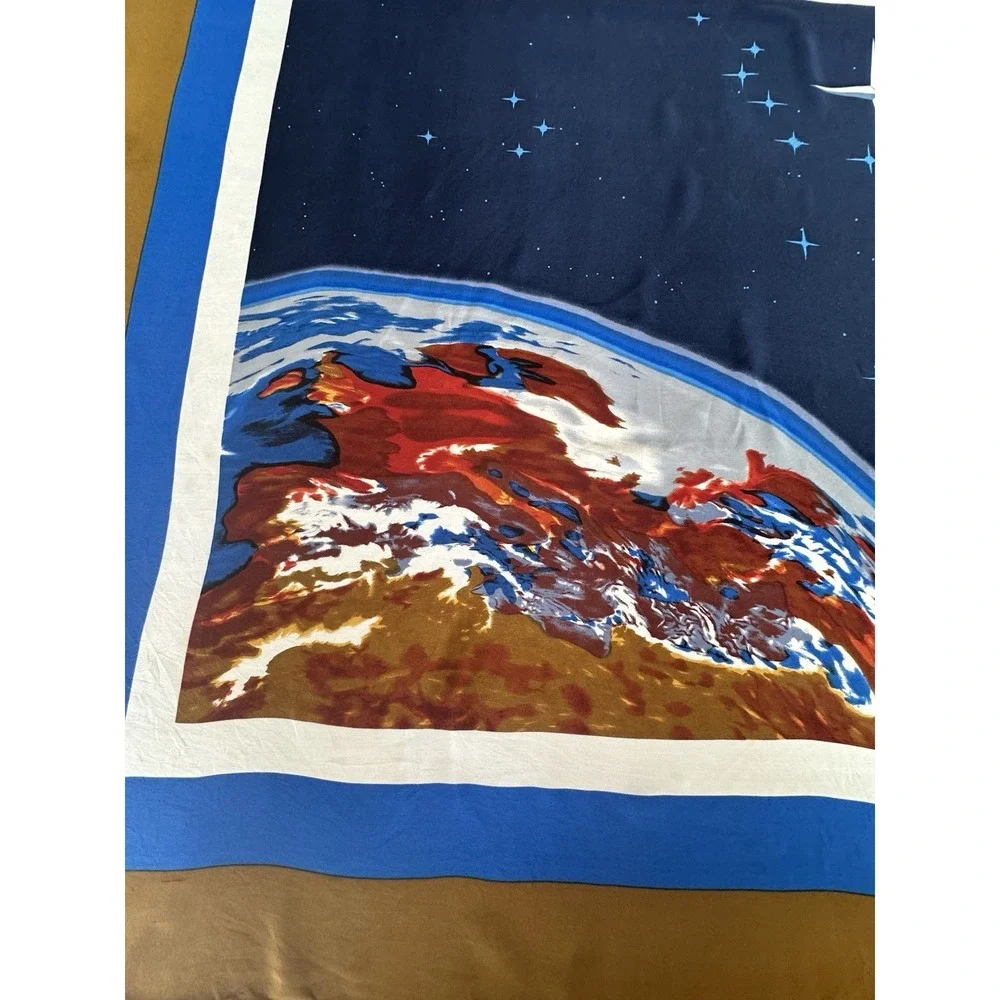 VTG Deutsche Aerospace Abstract World Globe Space 100 silk hand rolled scarf 34
